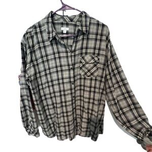 J. Jill Women’s Black and White Plaid Button Down Shirt